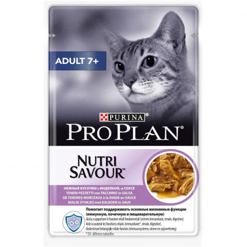PRO PLAN Adult консервы 85 гр для кошек старше 7 лет Индейка соус пауч