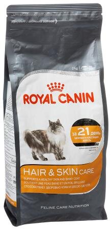 Корм для кошек Royal Canin Hair & Skin 33 с чувствительной кожей или поврежденной шерстью, 2кг