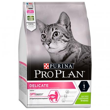 Корм сухой Purina Pro Plan для кошек с чувствительным пищеварением и привередливых к еде с ягненком 3кг