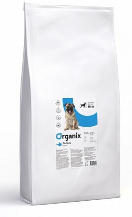 Organix корм сухой для взрослых собак всех пород c чувствительным пищеварением, лосось, 18 кг / Органикс Adult Dog Salmon