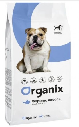 Organix сухой корм для взрослых собак с форелью и лососем, 18 кг